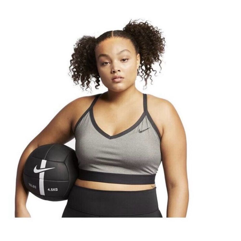 Nike Women Solid Indy Dri-fit Low-Impact Sports Bra Gray Plus Size 2XL